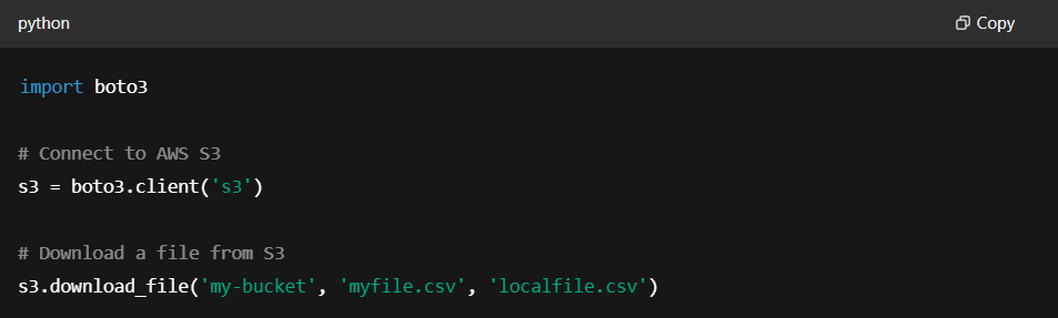 Importing data from AWS S3 using boto3.
