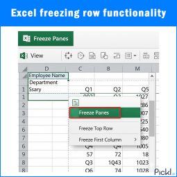 Excel freezing row functionality