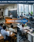 Arrow connecting university learning to corporate career.